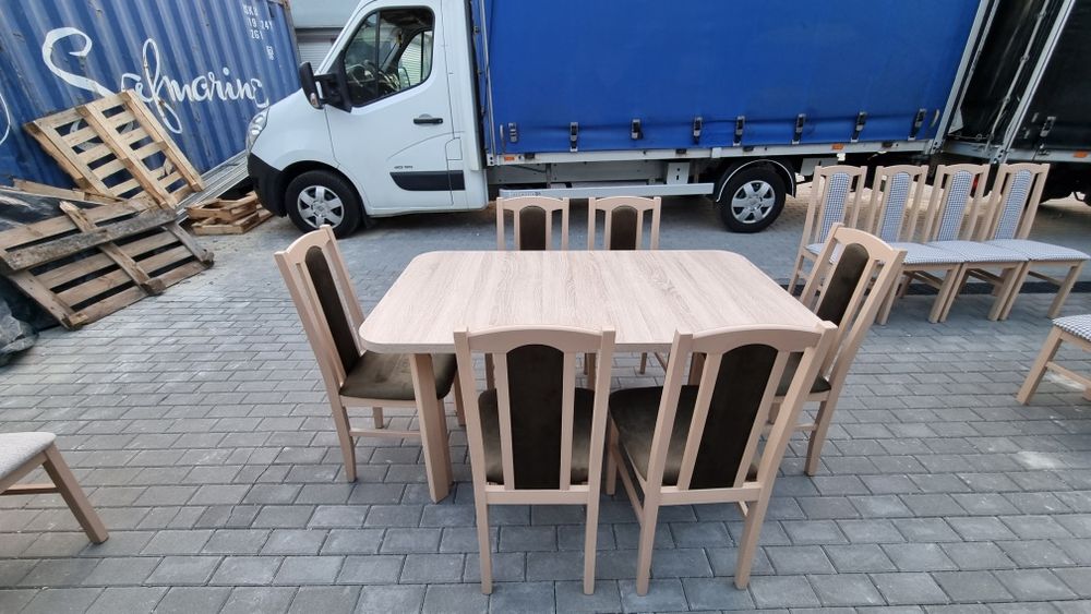 Stół 80x140/180 + 6 krzeseł,nowe, sonoma + zieleń antyczna ,dostawa PL