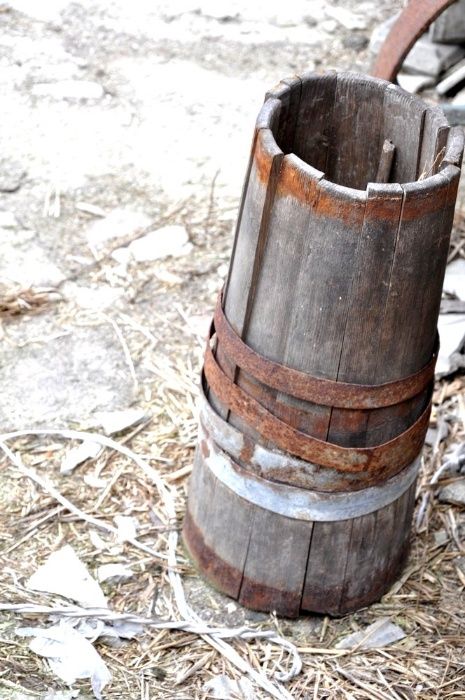 Zabytkowa Drewniana Maselnica ręczna do ubijania Masła Przedwojenna