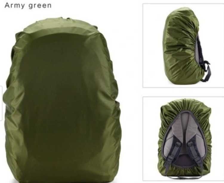 Pokrowiec na plecak 60L czarny/zielony