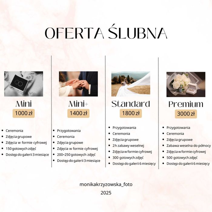 Fotograf ślubny 1000 zł/ Chrzest Święty/Wieczór Panieński