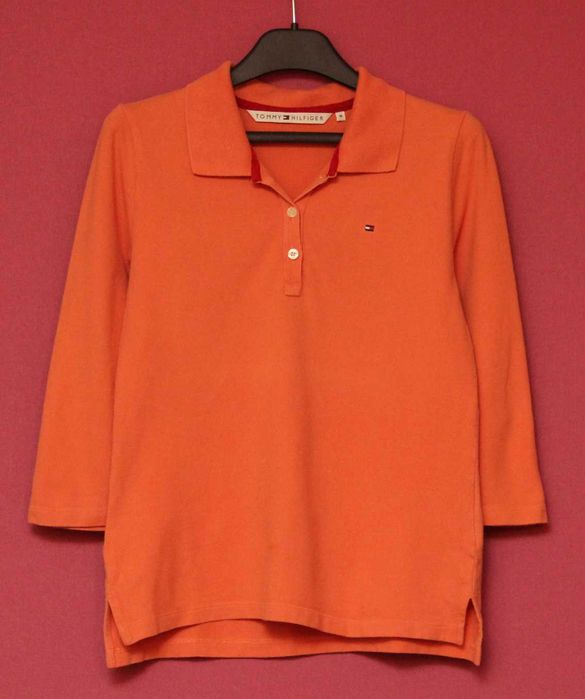 Tommy Hilfiger рр M женское поло из хлопка и эластина удлинённый рукав