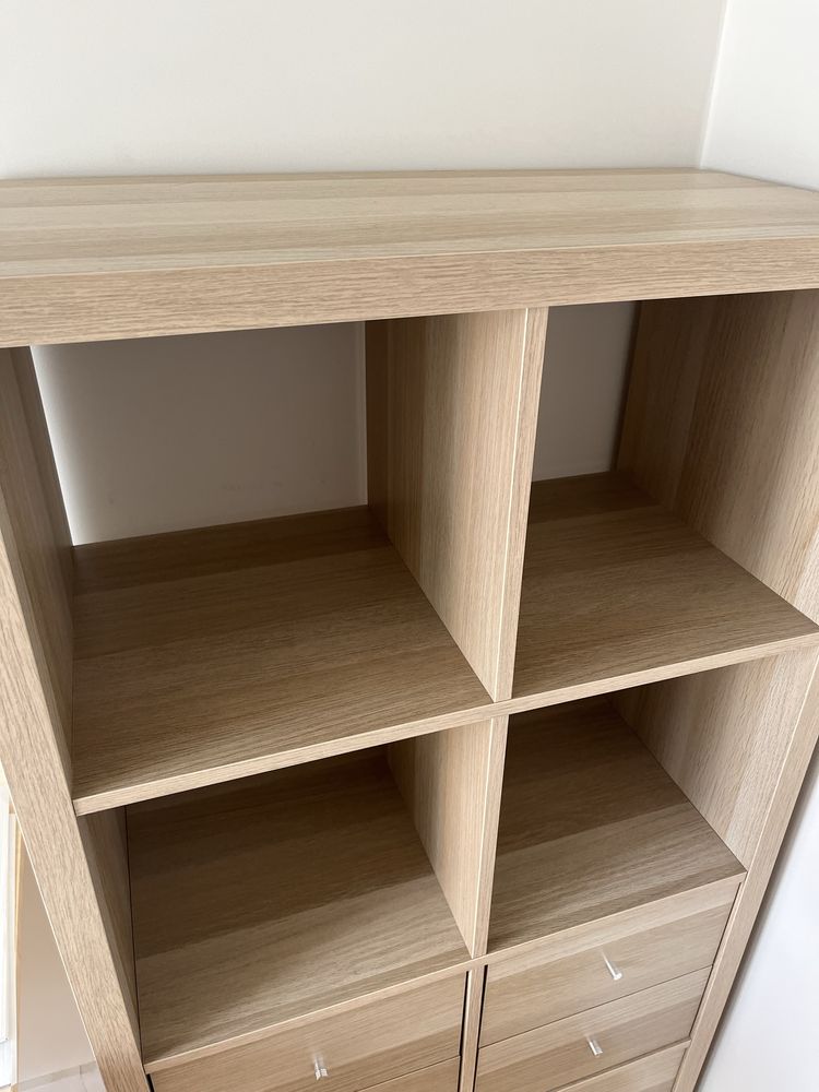 Kallax Ikea imitacja dębu z drzwiczkami i szufladami