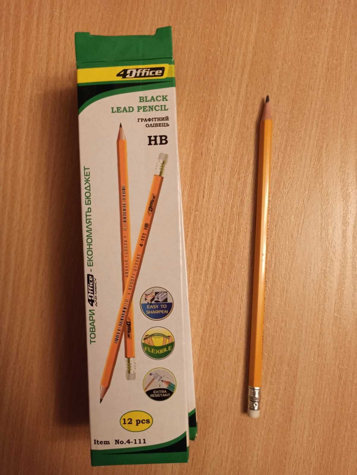 Олівець графітний 4OFFICE пластиковий НВ з гумкою (4-111), 30 штук