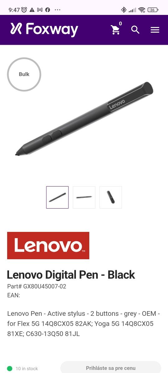 Lenovo Pen para tablet
N.º de produto: GX80U45007
N.º de produto: GX80