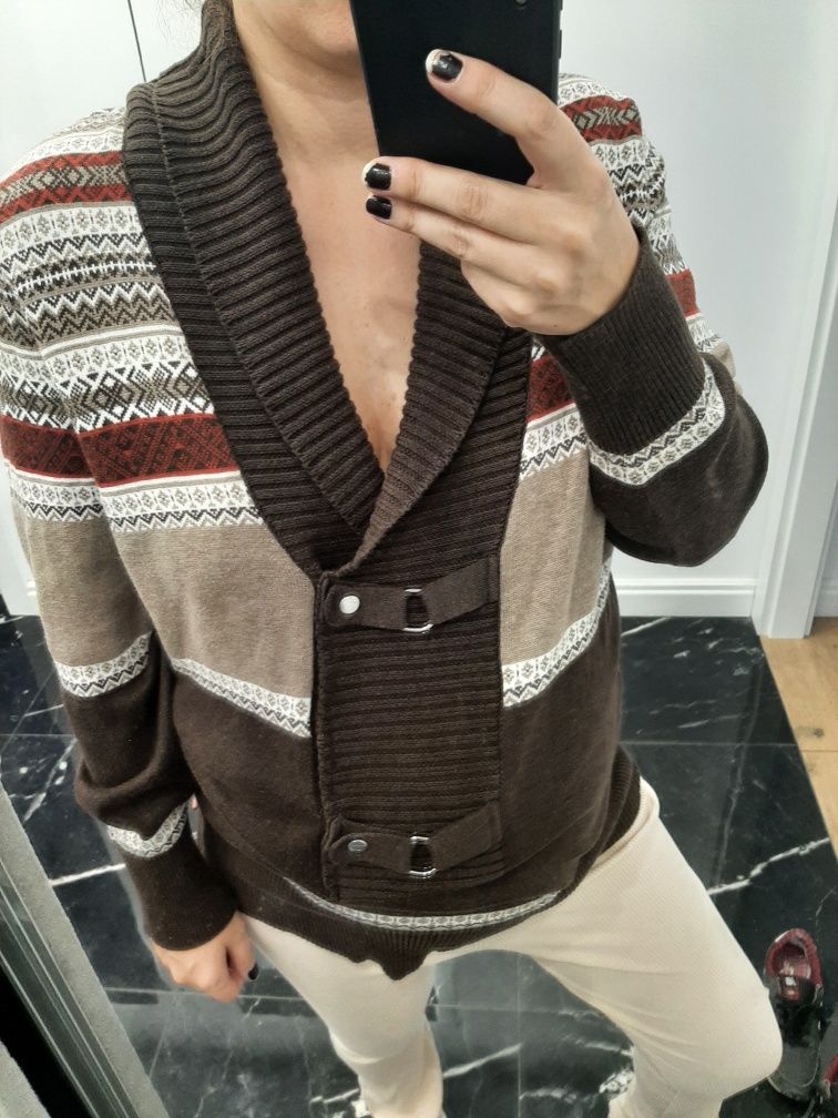 Sweter brązowy brown sweater zimowy ciepły bawełna cotton świąteczny c