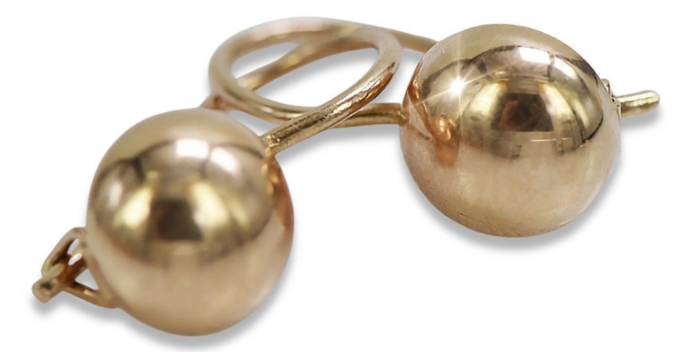 Rosyjskie różowe złoto kolczyki kulki 14k 585 ZSRR Vintage ven130