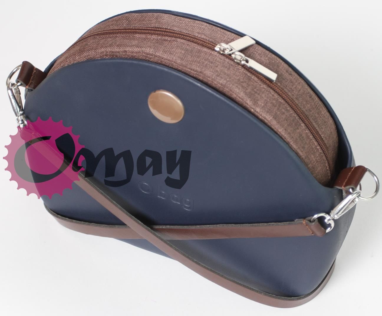 Brązowy organizer do OBAG MOON LIGHT len splot 2 kieszenie wkład OMAY