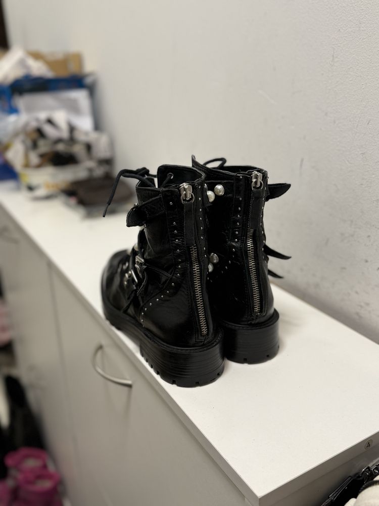 skórzane botki zara basic collection 40 rozmir
