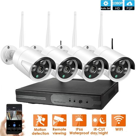 Kit CCTV WIFI IP, 4 canais Full HD, 4 câmara, disco 1TB, novo