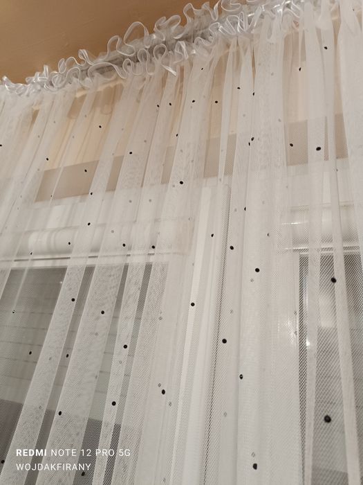 Firanka nowa z kryształkami krótka 400*160cm bez prasowania