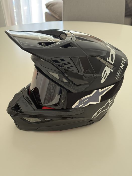 Conjunto Óculos+Capacete Alpinestars Supertech S-M10 Fame Black Carbon