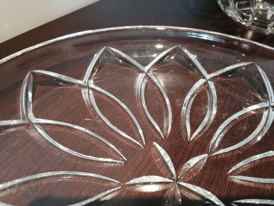 Conjunto taça e prato de cristal