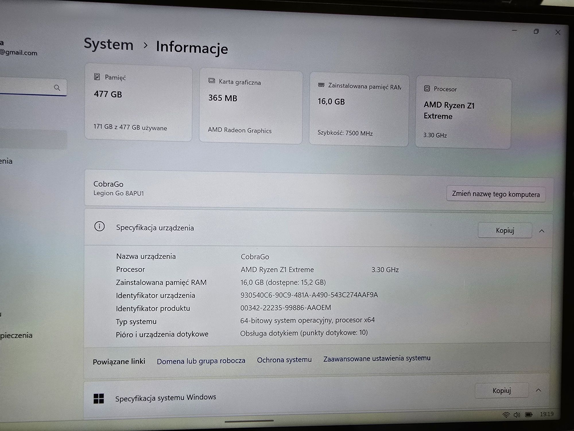 Konsola Lenovo Legion Go na gwarancji + stacja dokujaca JSAUX + ETUI +