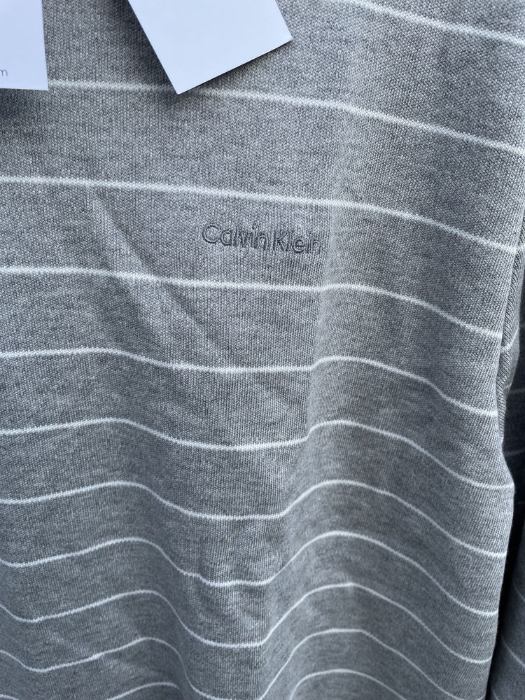 Кофта calvin klein реглан (ck 1/2 zip grey stripe ) c америки L,XL