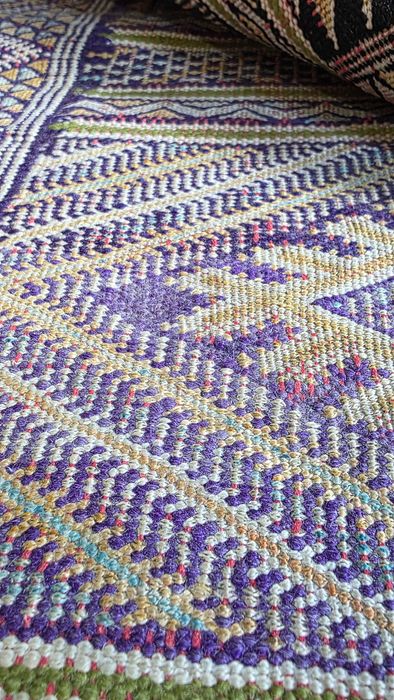 Wełniany kilim z Maroko,ręcznie tkany 214/130