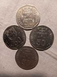 4 moedas de 50 escudos.