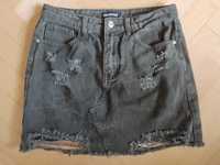 Spodnica jeansowa mini z przetarciami M