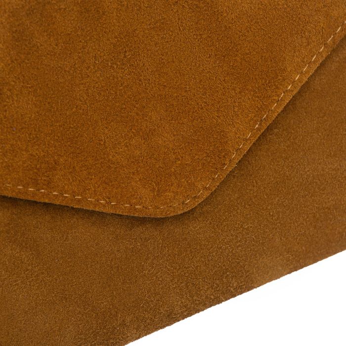 VERA PELLE torebka zamszowa kopertówka listonoszka V646 c.brązowa