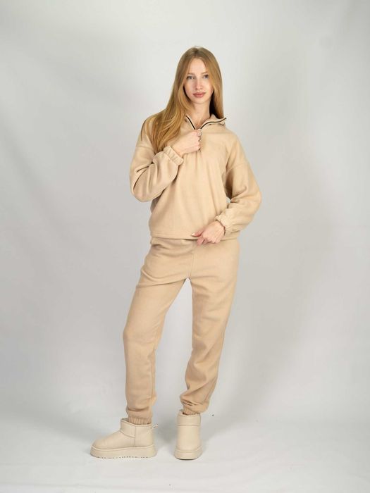Костюм жіночий флісовий бежевий женский костюм флис зима