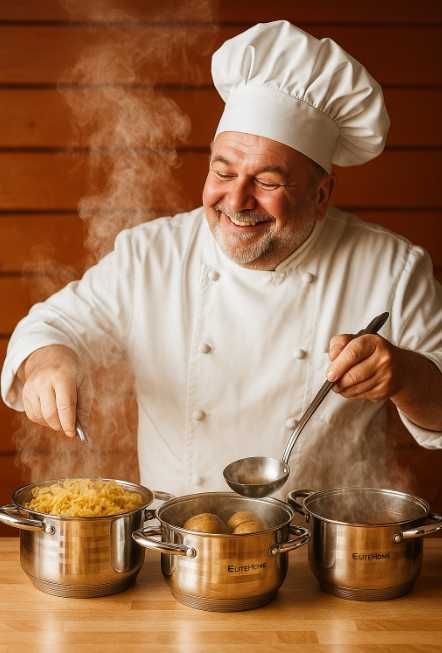 Komplet garnków 3 szt. stal nierdzewna 1L 1,5L 2L potrójne dno