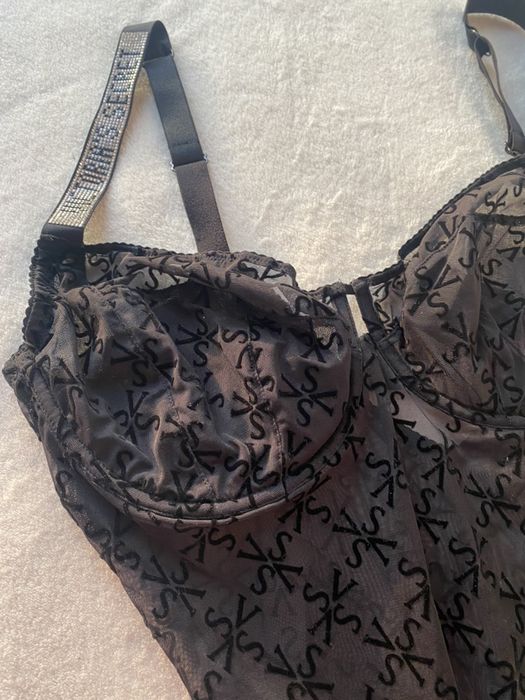 Body czarne koronkowe Victoria’s Secret VS logowane cyrkonie diamenty