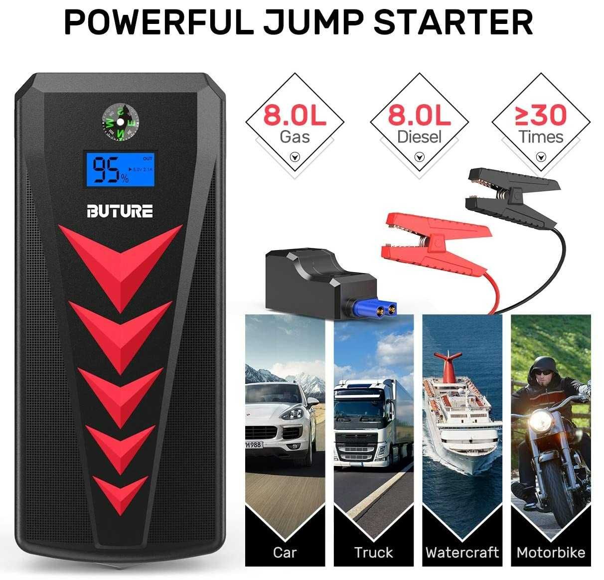 Buture Led jump starter carregador booster arranque bateria power bank