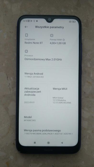 Redmi Note 8T - 4+1GB/64GB - DualSim, niebieski, super stan, Warszawa.