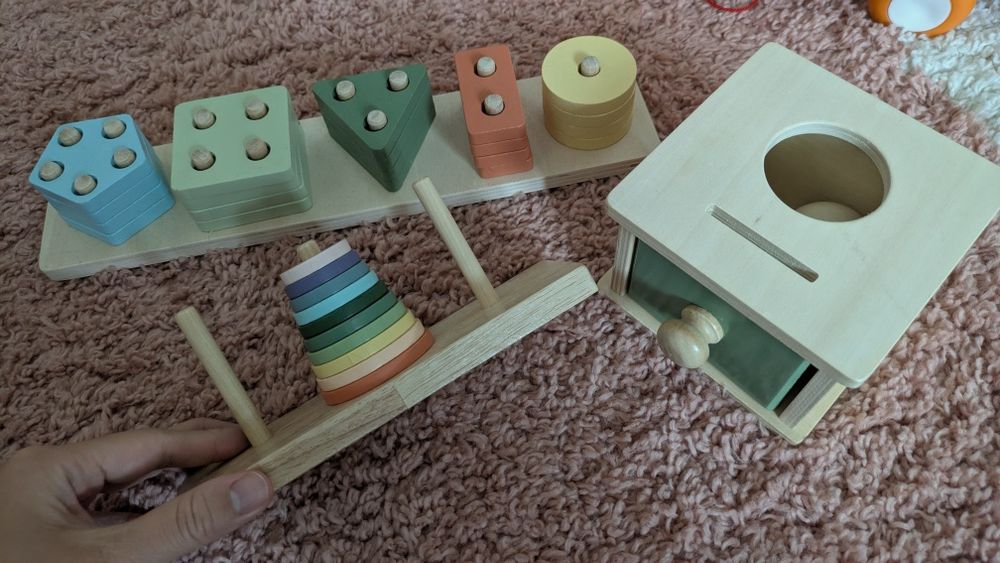 Zestaw 3 drewnianych zabawek Montessori