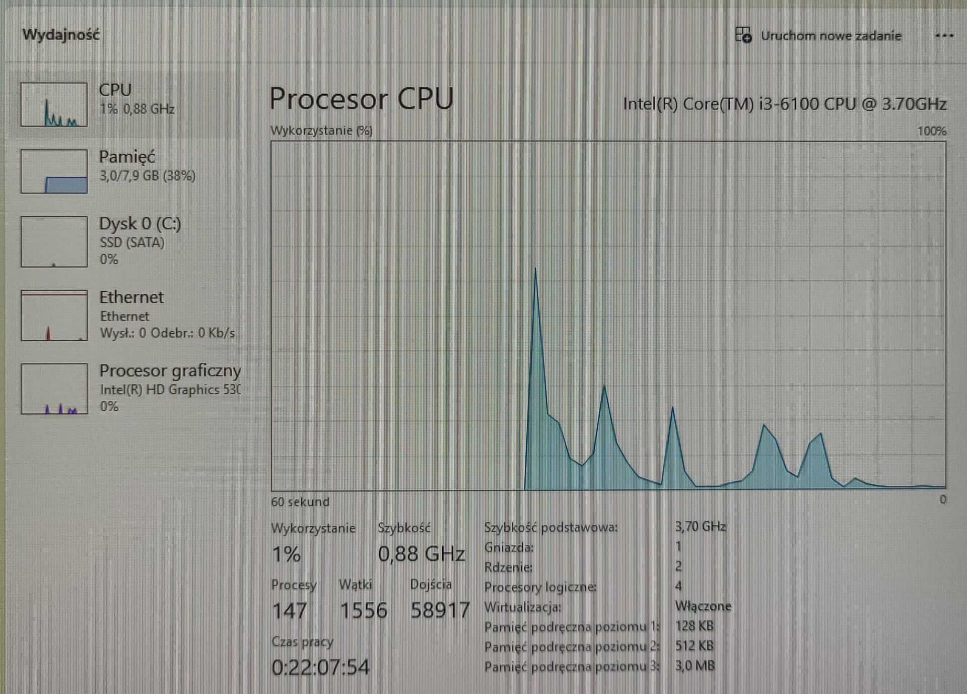 Komputer stacjonarny i3-6100/8GB RAM/128GB SSD/Win11 Home