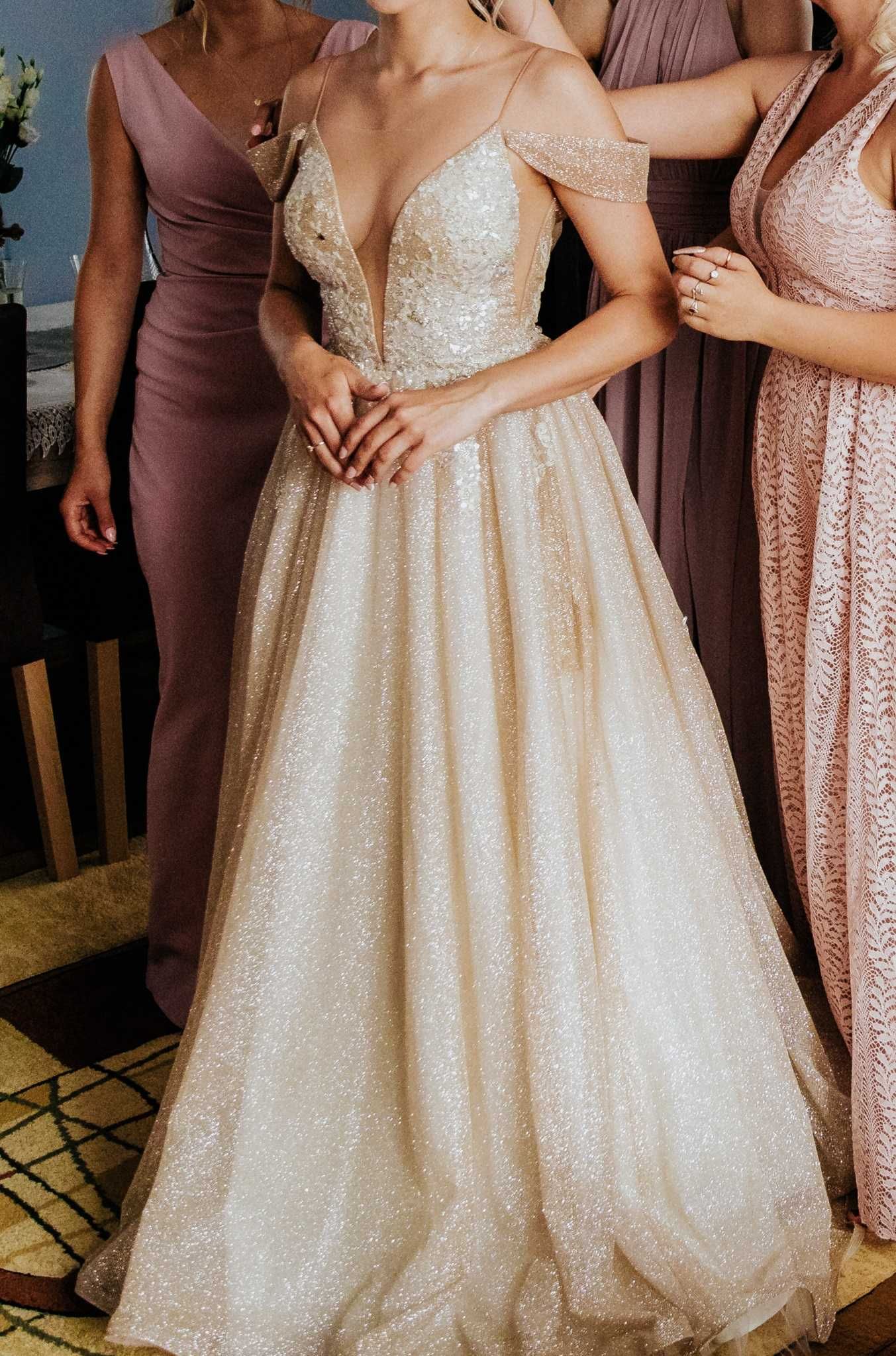 Lśniąca Suknia ślubna Milla Nova, wedding dress [gold]