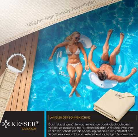 Żagiel przeciwsłoneczny KESSER 3x3x3 m