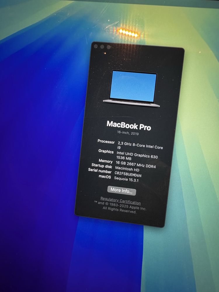 Macbook Pro 16" Intel i9 de 2019