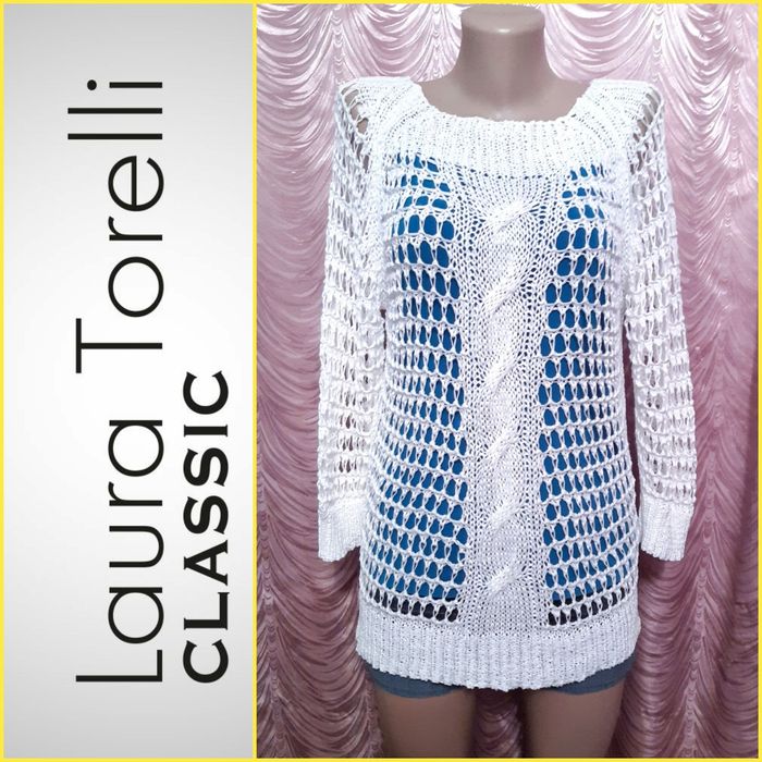 Ажурный джемпер, свитер, кофта. Laura Torelli. Размер 44-46.