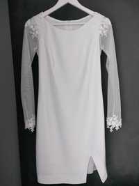 Śliczna biała sukienka wizytowa elegancka S na komunię, wesele