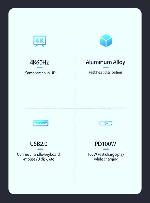 Док-станция Onvian 5в1 Steam Deck (HDMI/3хUSB 2.0/USB-C 100W)