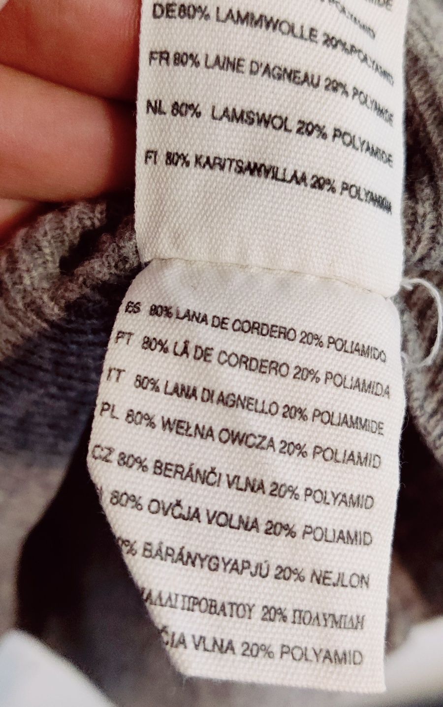 Sweter wełniany 80% Włochy wełna szary pulower sweter M / 38 H&M retro