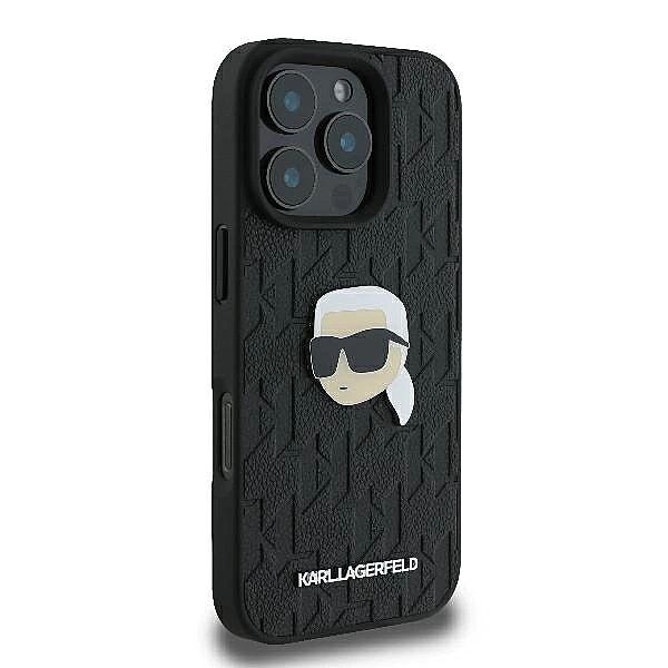 Etui Karl Lagerfeld Monogram Karl Head Pin na iPhone 16 Pro 6.3" czarn