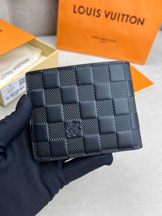 Кожаный черный бумажник Louis Vuitton кошелек Луи Виттон k416
