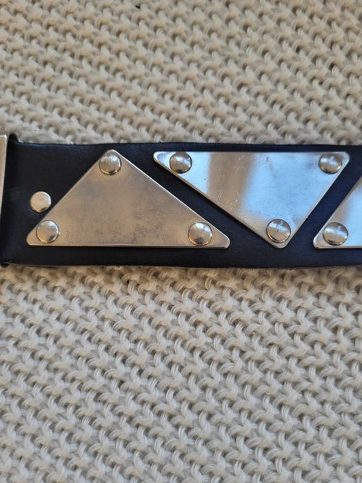 Pasek damski, czarny, skora+metal, 80 cm