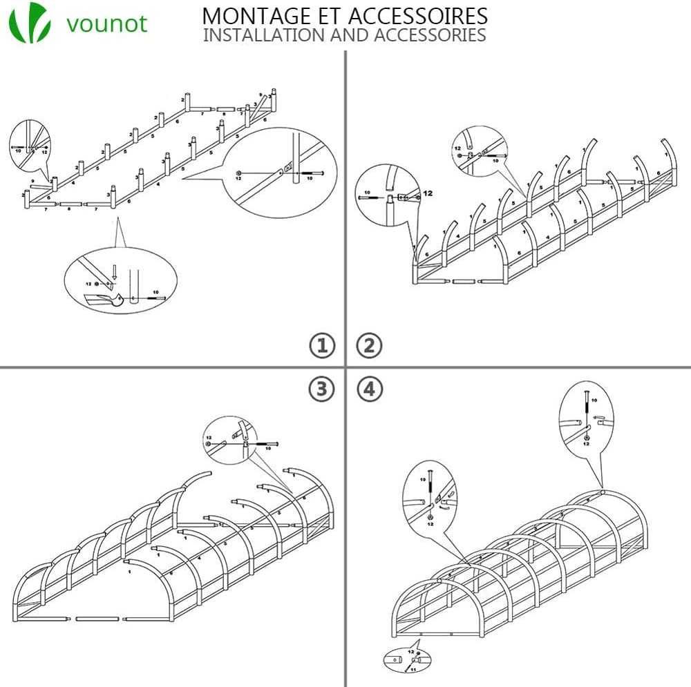 Estufas de jardim, impermeável, 4 x 3 x 2 m, 12 m², verde