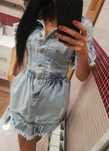 Sukienka jeansowa jeans 34 xs denim Lou strzępy osiemnastka randka uro