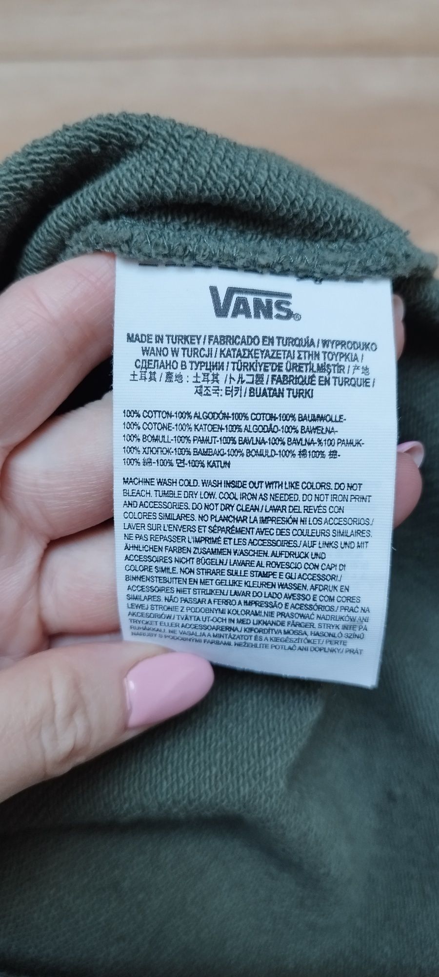 Bluza ciemnozielona Vans różowa