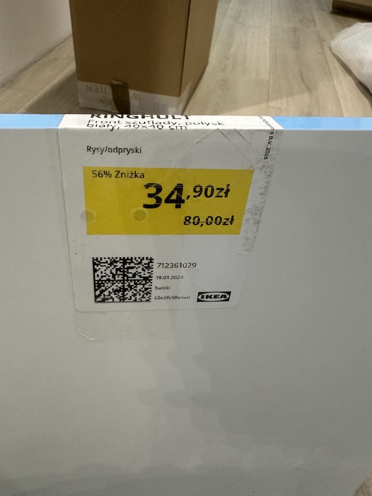 Front szuflady Ikea Ringhult 40x40 biały połysk