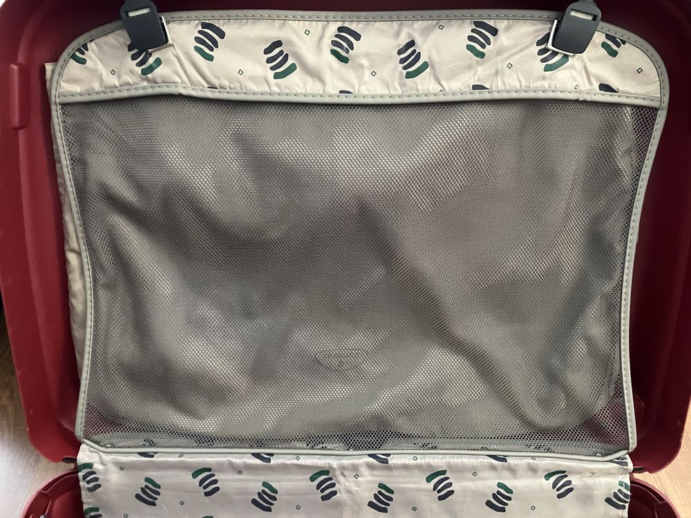 Mala de viagem rigida Samsonite vermelha com porta fatos