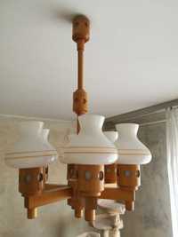 Drewniany żyrandol, lampa sufitowa 6-cio ramienna