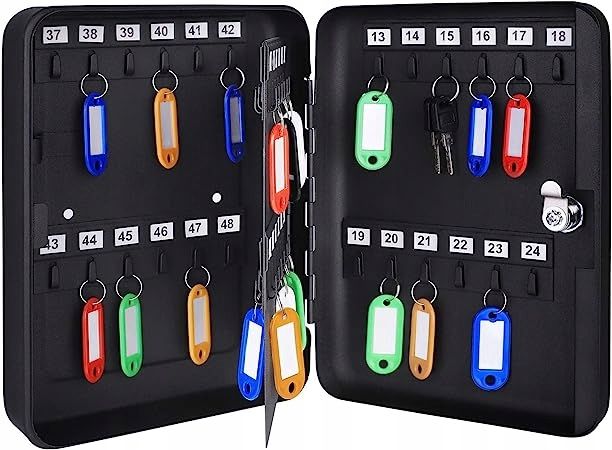 zestaw kasetka na klucze (klucz) amazonbasic czarna schludna i tagi