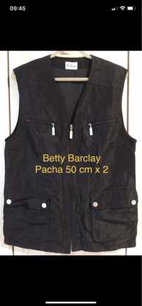 Betty Barclay M czarna kamizelka damska taliowana na zamek logowana