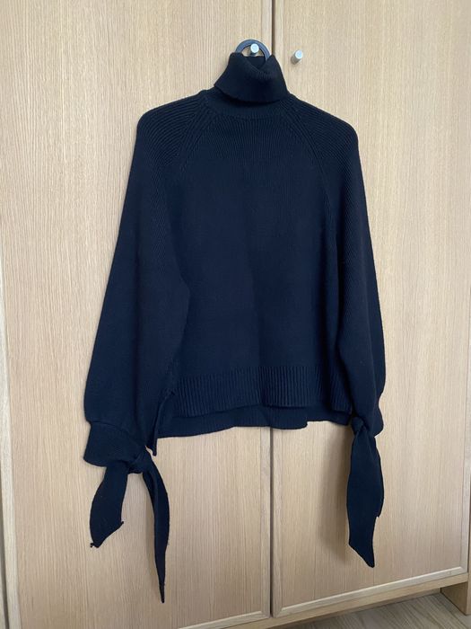 Sweter z golfem Zara 36 S czarny z wiązaniami