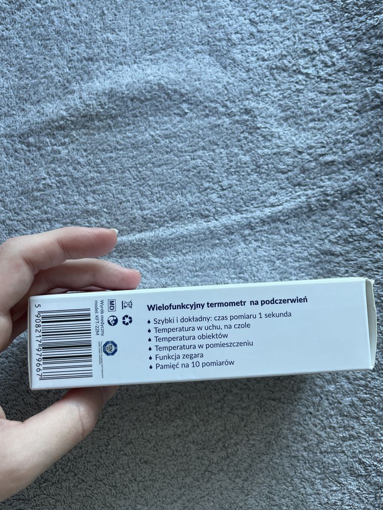 Biało-niebieski termometr wielofunkcyjny elektroniczny Air Doctor