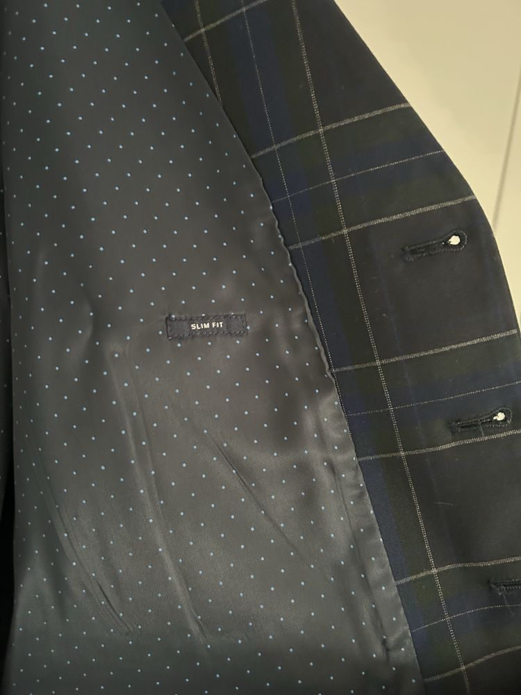 Kamizelka męska McNeal slim fit w kratę kratkę granatowa zielona